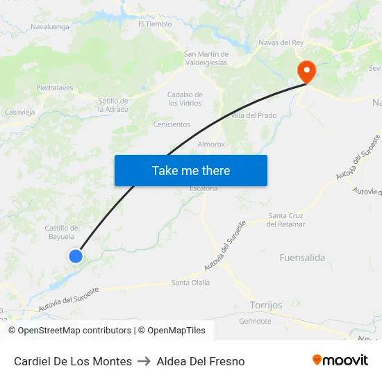 Cardiel De Los Montes to Aldea Del Fresno map