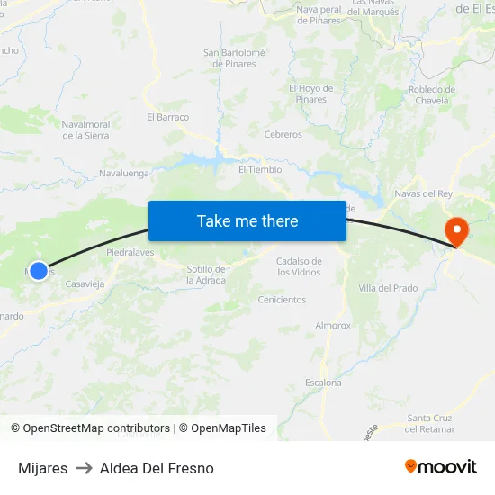 Mijares to Aldea Del Fresno map
