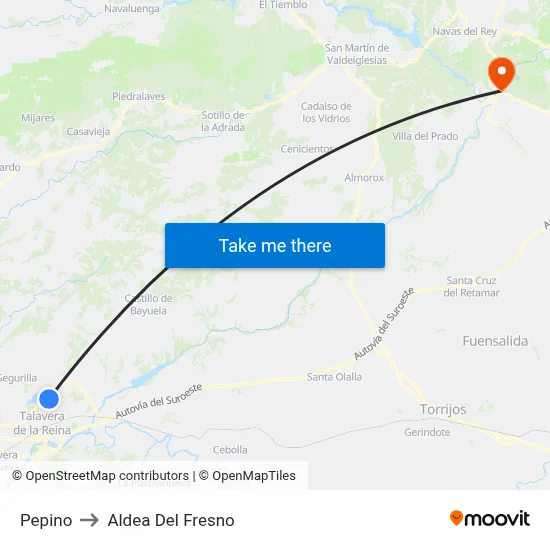 Pepino to Aldea Del Fresno map