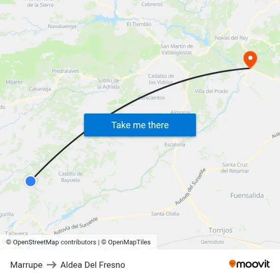 Marrupe to Aldea Del Fresno map