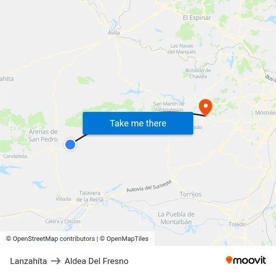 Lanzahíta to Aldea Del Fresno map