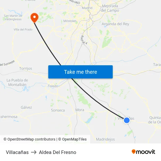 Villacañas to Aldea Del Fresno map