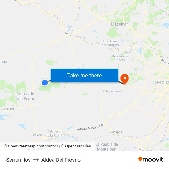 Serranillos to Aldea Del Fresno map