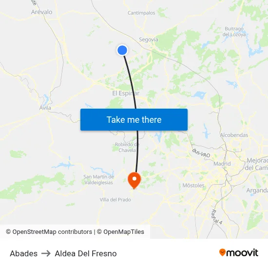 Abades to Aldea Del Fresno map