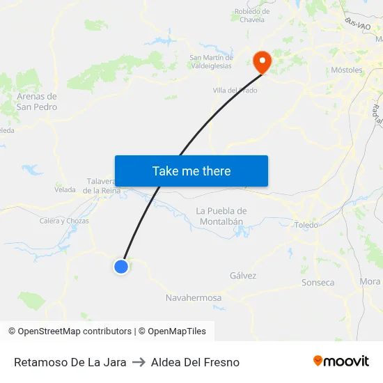 Retamoso De La Jara to Aldea Del Fresno map
