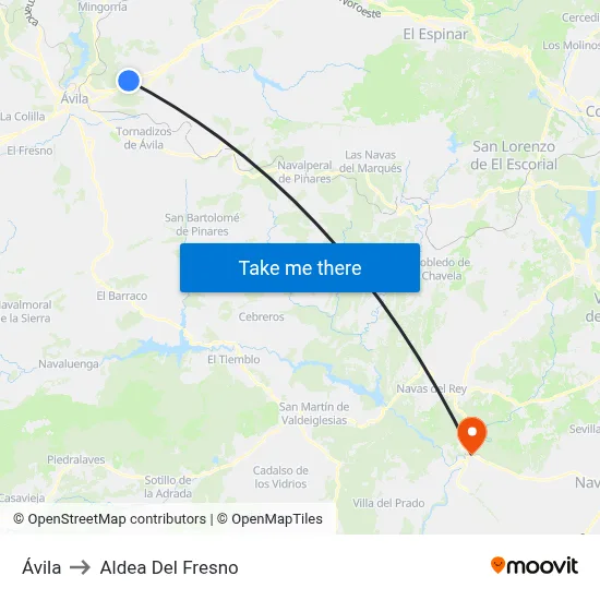 Ávila to Aldea Del Fresno map