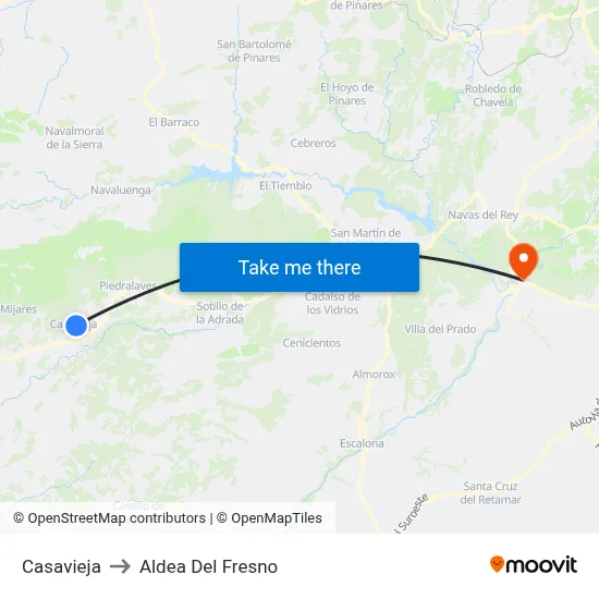 Casavieja to Aldea Del Fresno map