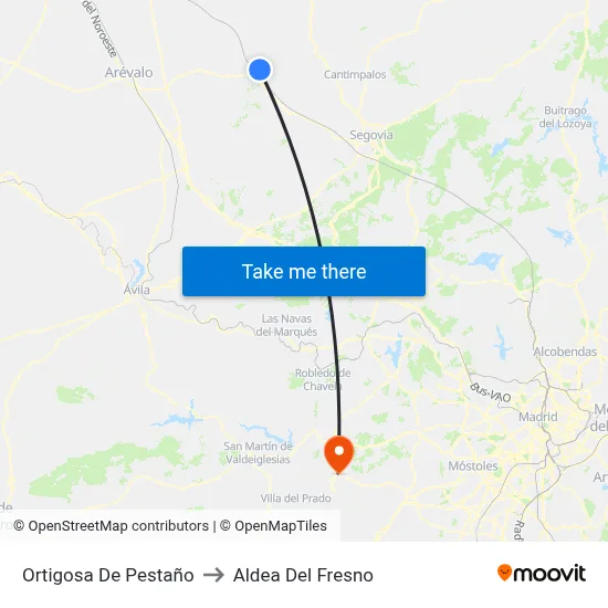 Ortigosa De Pestaño to Aldea Del Fresno map