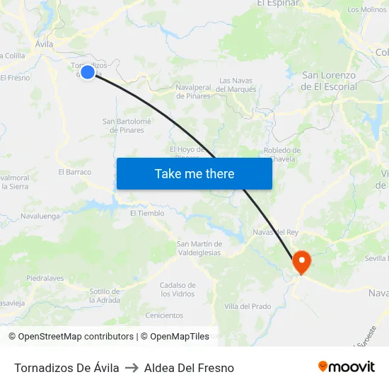 Tornadizos De Ávila to Aldea Del Fresno map