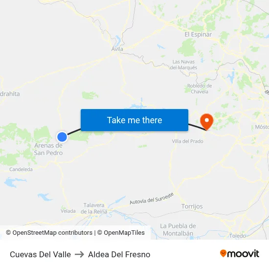 Cuevas Del Valle to Aldea Del Fresno map