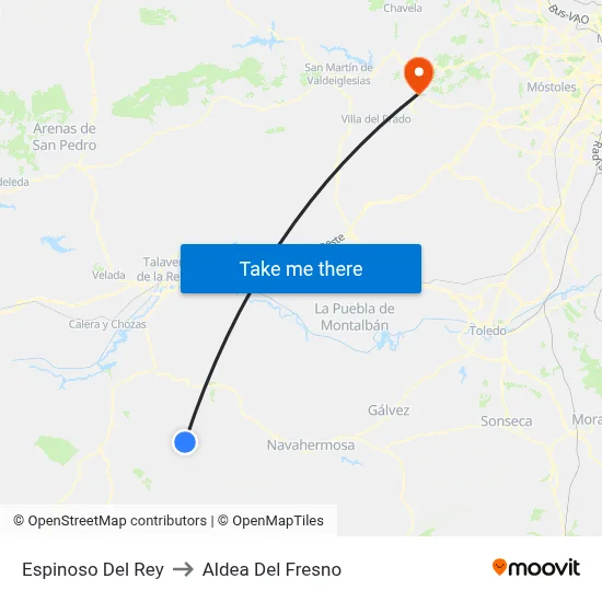 Espinoso Del Rey to Aldea Del Fresno map