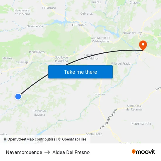Navamorcuende to Aldea Del Fresno map