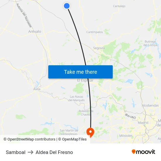 Samboal to Aldea Del Fresno map