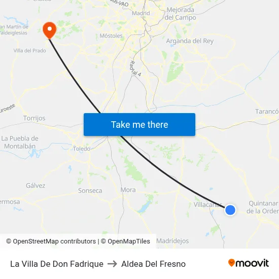 La Villa De Don Fadrique to Aldea Del Fresno map