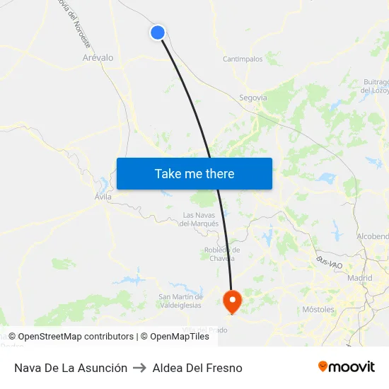 Nava De La Asunción to Aldea Del Fresno map
