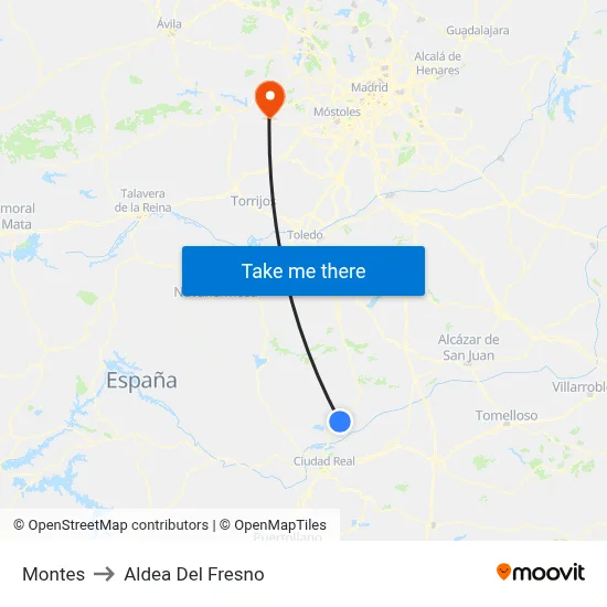 Montes to Aldea Del Fresno map