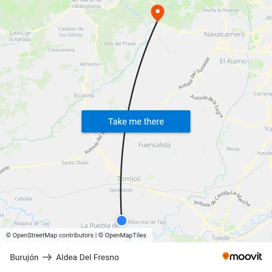 Burujón to Aldea Del Fresno map