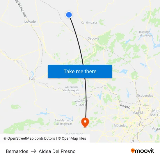 Bernardos to Aldea Del Fresno map