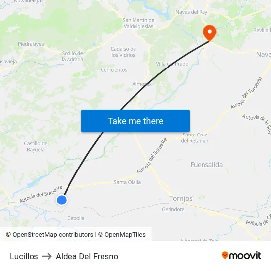Lucillos to Aldea Del Fresno map