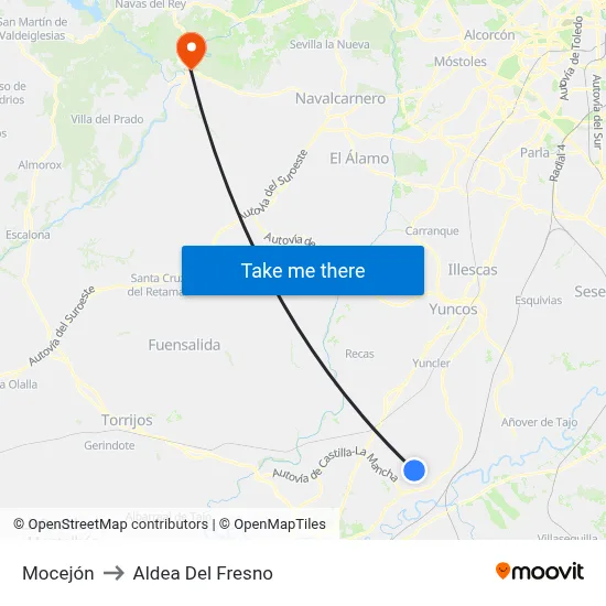 Mocejón to Aldea Del Fresno map