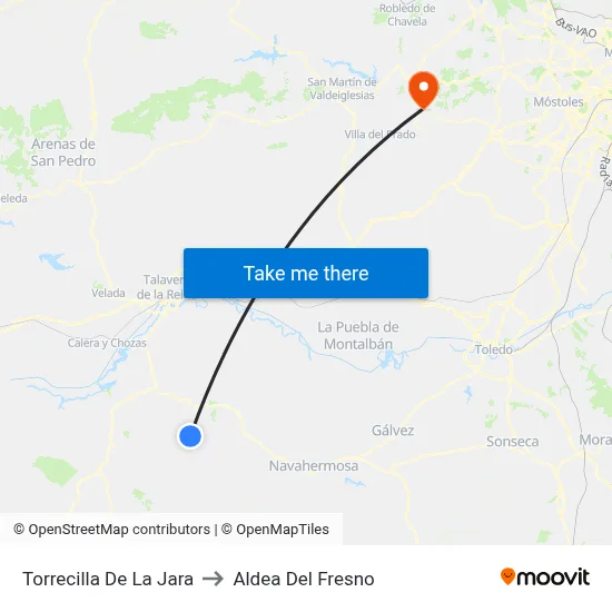 Torrecilla De La Jara to Aldea Del Fresno map