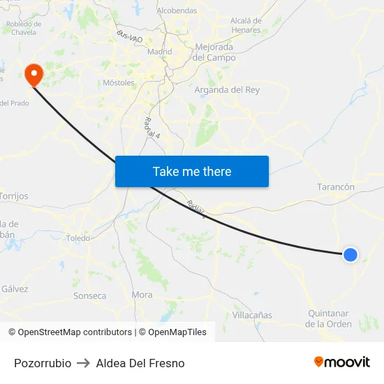 Pozorrubio to Aldea Del Fresno map
