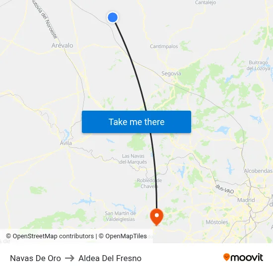 Navas De Oro to Aldea Del Fresno map