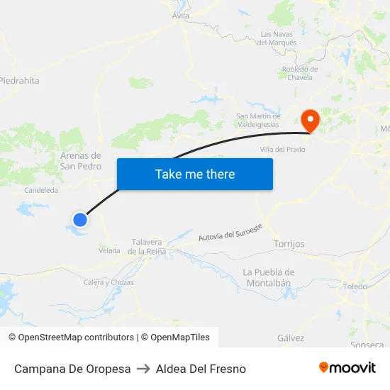 Campana De Oropesa to Aldea Del Fresno map