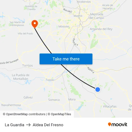 La Guardia to Aldea Del Fresno map