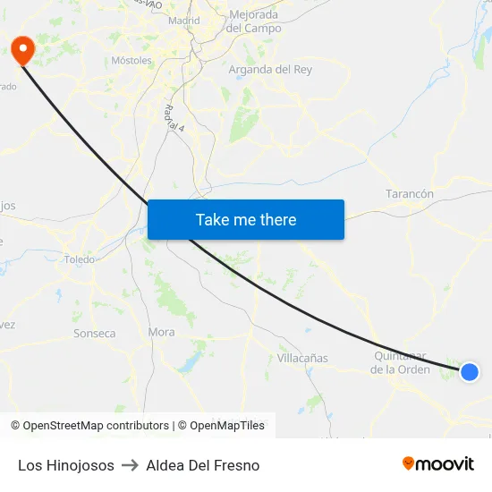 Los Hinojosos to Aldea Del Fresno map