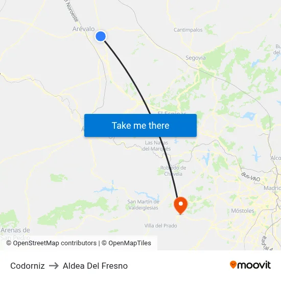 Codorniz to Aldea Del Fresno map