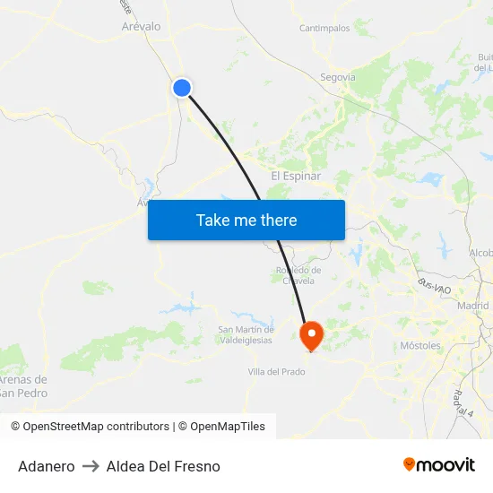 Adanero to Aldea Del Fresno map