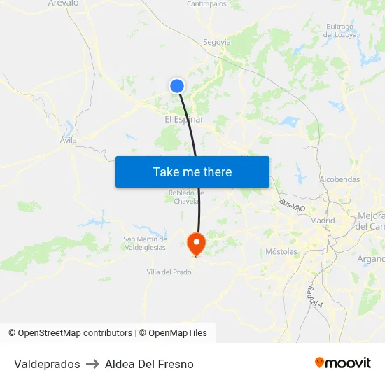 Valdeprados to Aldea Del Fresno map