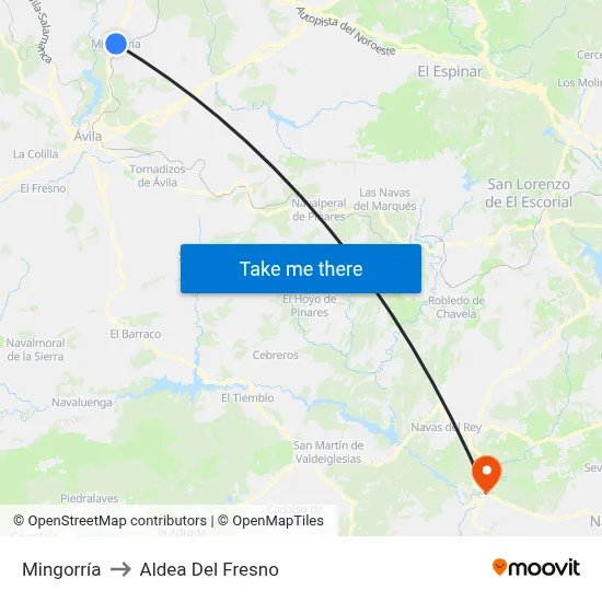 Mingorría to Aldea Del Fresno map