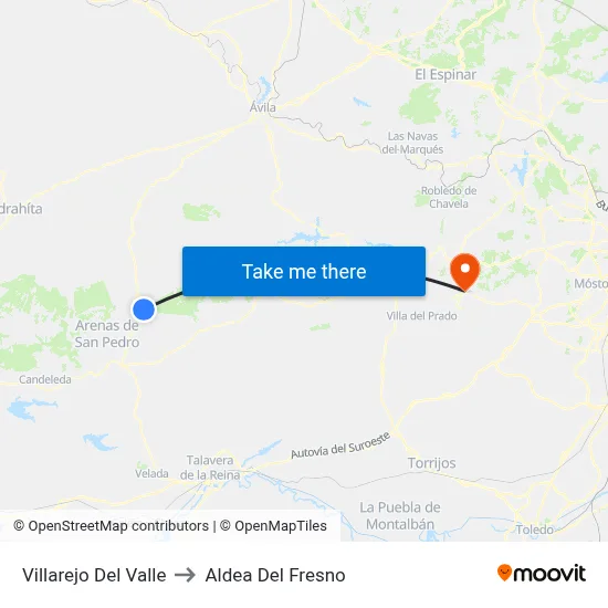 Villarejo Del Valle to Aldea Del Fresno map