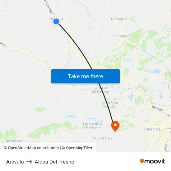 Arévalo to Aldea Del Fresno map