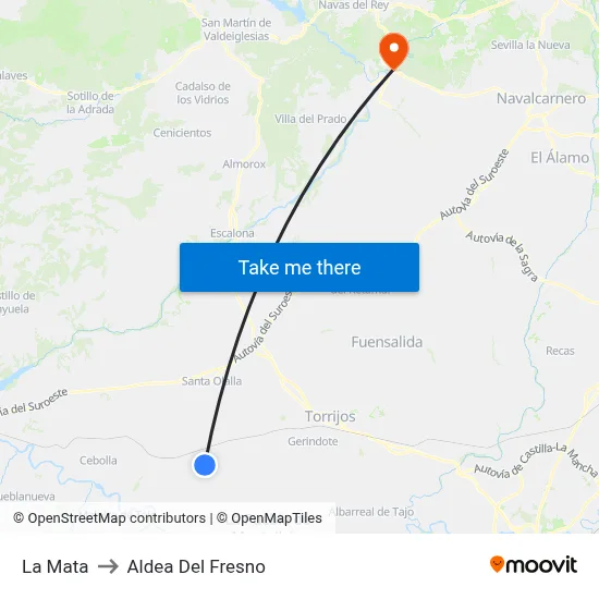 La Mata to Aldea Del Fresno map