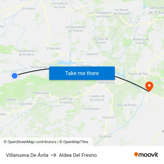 Villanueva De Ávila to Aldea Del Fresno map