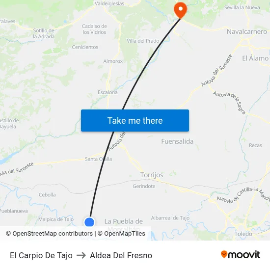 El Carpio De Tajo to Aldea Del Fresno map