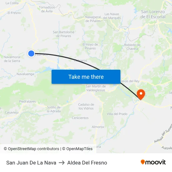 San Juan De La Nava to Aldea Del Fresno map