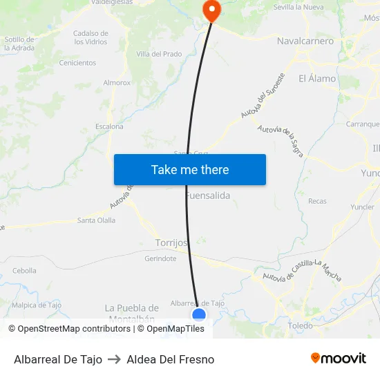 Albarreal De Tajo to Aldea Del Fresno map