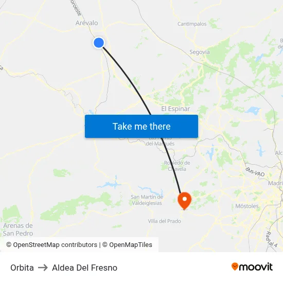 Orbita to Aldea Del Fresno map