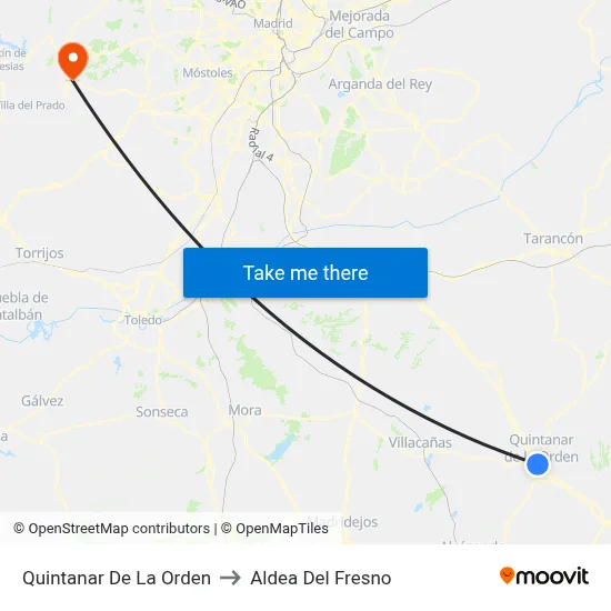 Quintanar De La Orden to Aldea Del Fresno map
