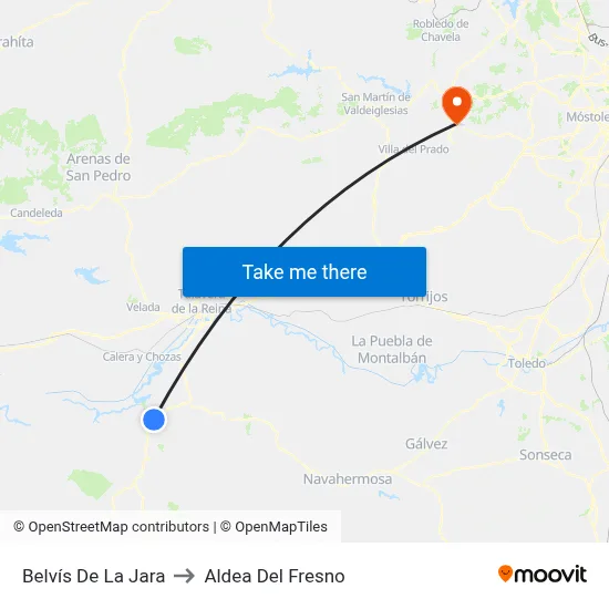 Belvís De La Jara to Aldea Del Fresno map