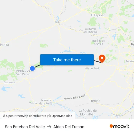 San Esteban Del Valle to Aldea Del Fresno map