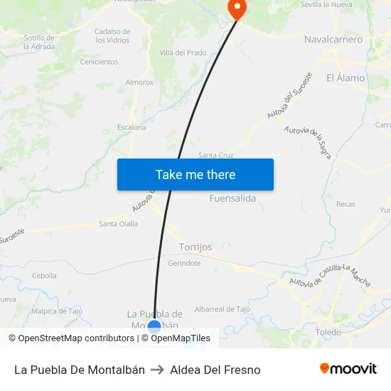 La Puebla De Montalbán to Aldea Del Fresno map