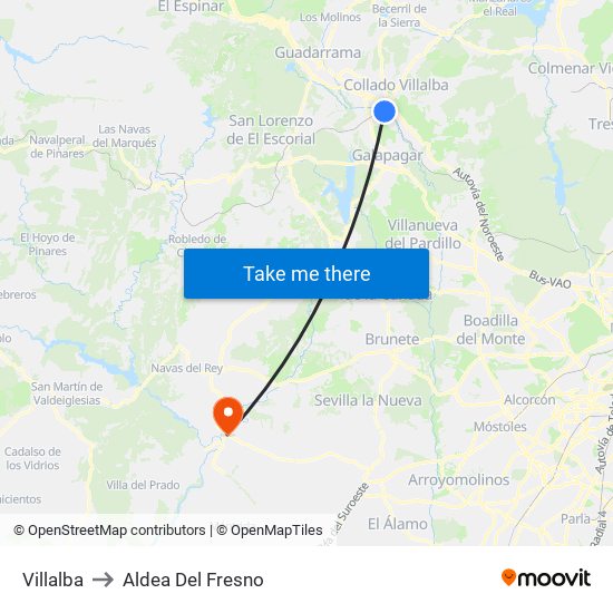 Villalba to Aldea Del Fresno map