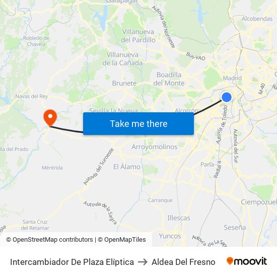 Intercambiador De Plaza Elíptica to Aldea Del Fresno map
