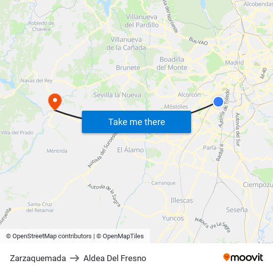 Zarzaquemada to Aldea Del Fresno map