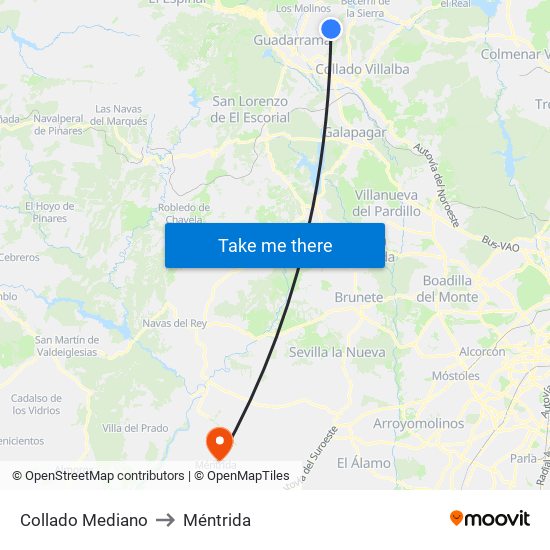 Collado Mediano to Méntrida map